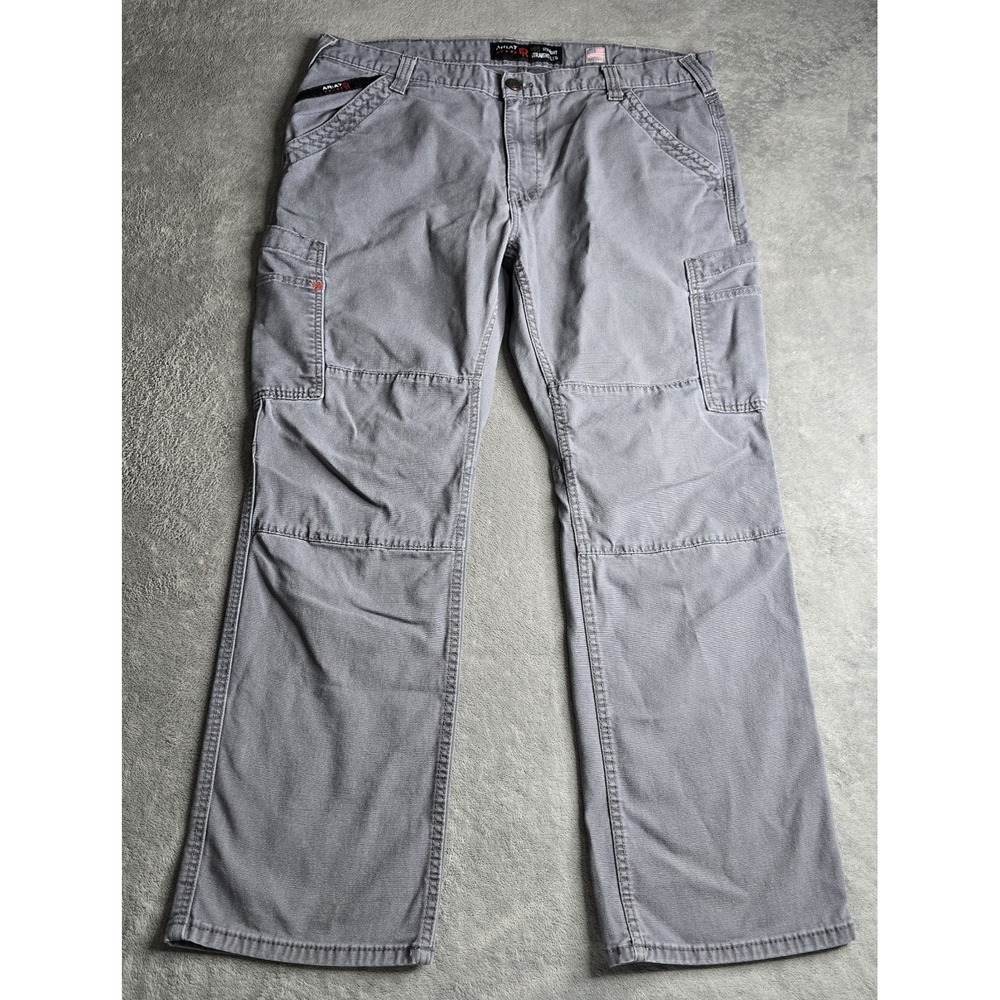 Ariat FR Pant Men 40x32(31) Gray M5 Straight Leg Cargo Flame Resistant Workwear